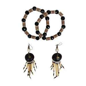 Boho Beaded Stretch Bracelets and Earrings Set